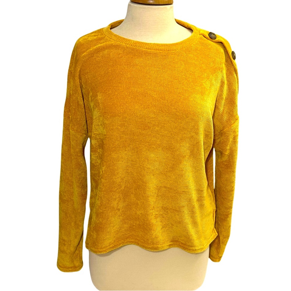 Pink Rose Yellow Crop Sweater Size Large
